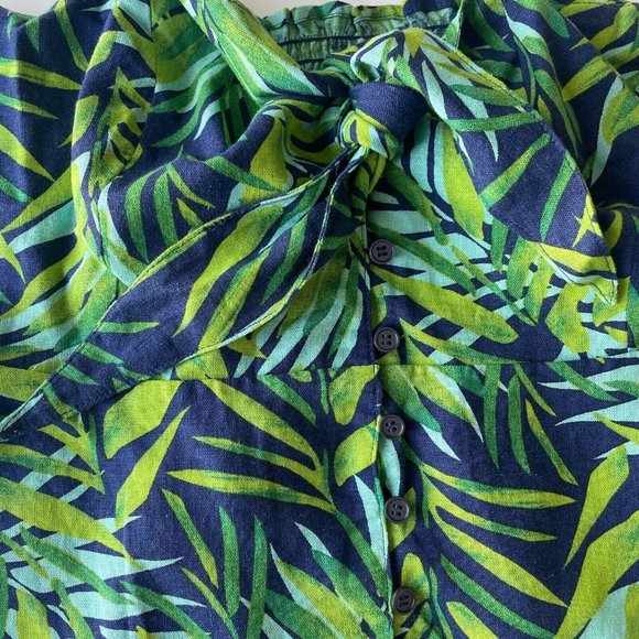Sofia Jeans Sofia Vergara Tank Top Sz Medium Green Blue Peplum Linen Tropical - Picture 5 of 14